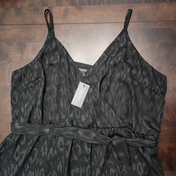 NWT City Chic Maxi Trixie Black Leopard Print Faux Wrap Dress Size XL - Picture 4 of 9